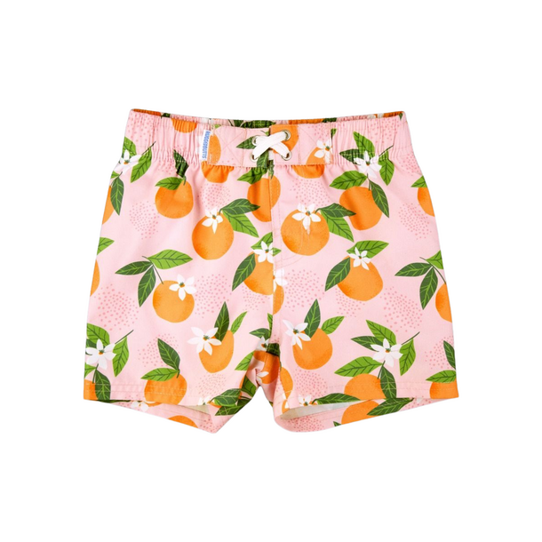 Rufflebutts Ruggedbutts: Swim Trunks - Orange you the Sweetest