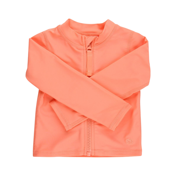 Rufflebutts Rufflebutts: LS Full Zip Rashguard - Coral