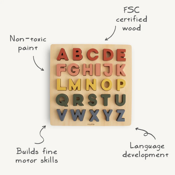 Mushie Mushie: Wooden Alphabet Puzzle