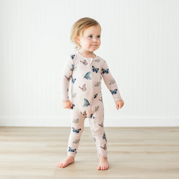 Kyte Clothing Kyte: Zipper Romper - Blush Butterfly