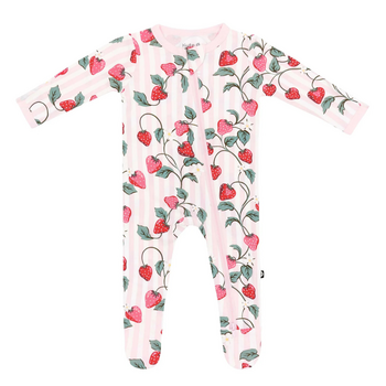 Kyte Clothing Kyte: Zipper Footie - Strawberry Fields