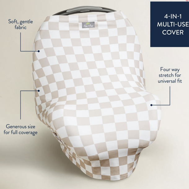 Itzy Ritzy Itzy Ritzy: Mom Boss 4-in-1 Multi Use Cover - Taupe Checkerboard