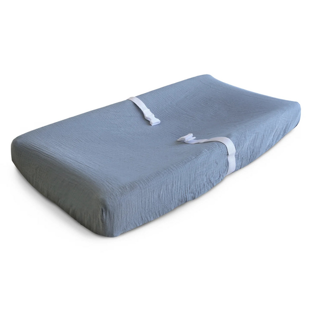 Mushie Mushie: Extra Soft Muslin Change Pad Cover/Bassinet Sheet  - Tradewinds