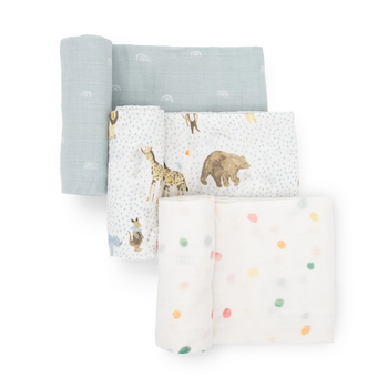 Little Unicorn Little Unicorn: Cotton Muslin Swaddle Set - Party Animals