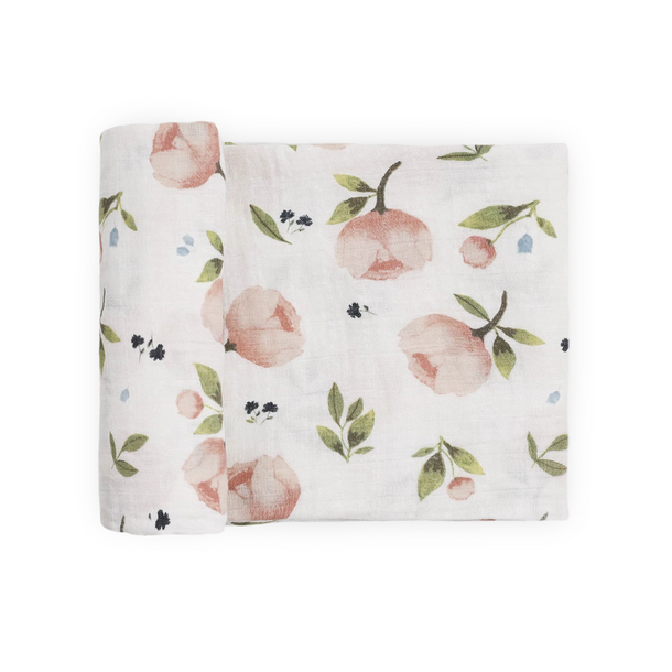 Little Unicorn Little Unicorn: Organic Cotton Muslin Swaddle Blanket - Watercolor Floret