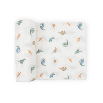 Little Unicorn Little Unicorn: Organic Cotton Muslin Swaddle Blanket - Little Dino