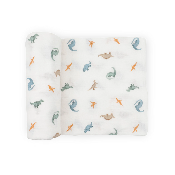 Little Unicorn Little Unicorn: Organic Cotton Muslin Swaddle Blanket - Little Dino