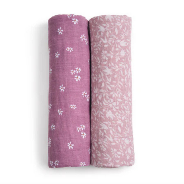 A+A: Organic Muslin Bib 2pk - Heritage Floral