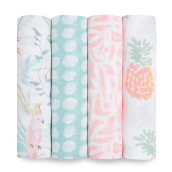 A+A: Muslin Swaddle 4pk - Tropicalia