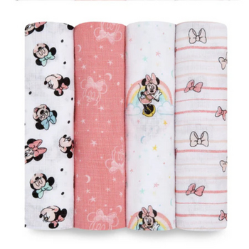 A+A: Muslin Swaddle 4pk - Minnie Rainbows