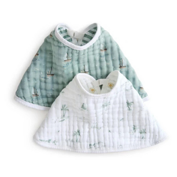 A+A: Organic Muslin Bib 2pk - Sailing Seas