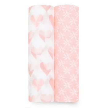 A+A: Muslin Swaddle 2pk - Piece of my Heart
