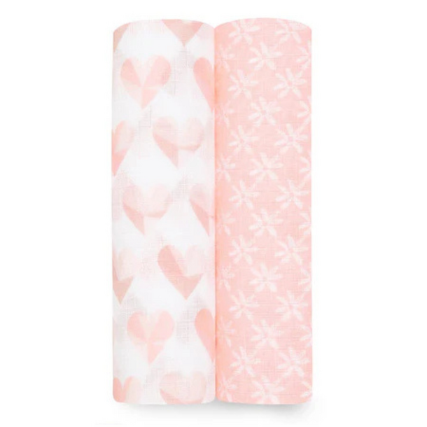 A+A: Muslin Swaddle 2pk - Piece of my Heart
