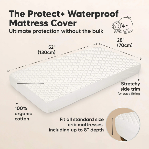 KeaBabies Keababies: Crib Mattress Protector 2pk - Soft White