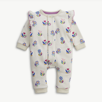 Magnificient Baby Magnetic Me: Terry Romper - Floral Ivory