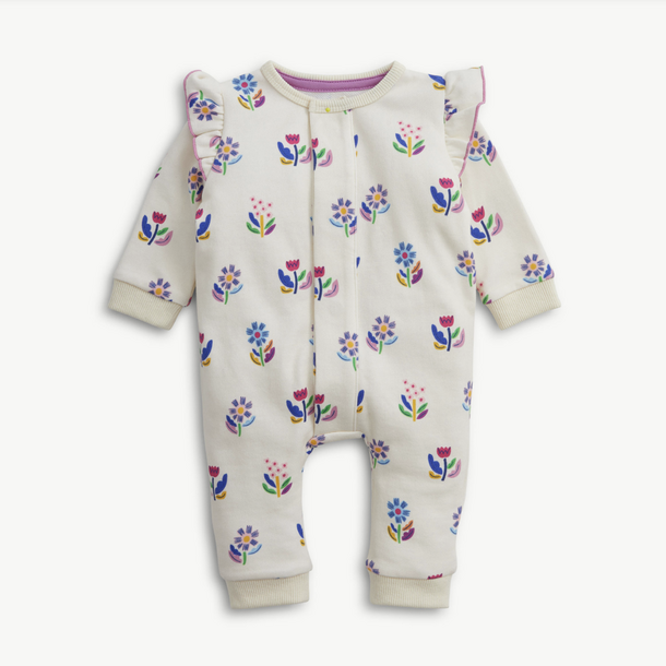 Magnificient Baby Magnetic Me: Terry Romper - Floral Ivory