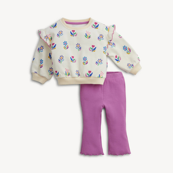 Magnificient Baby Magnetic Me: Sweater/Legging Set - Floral Ivory