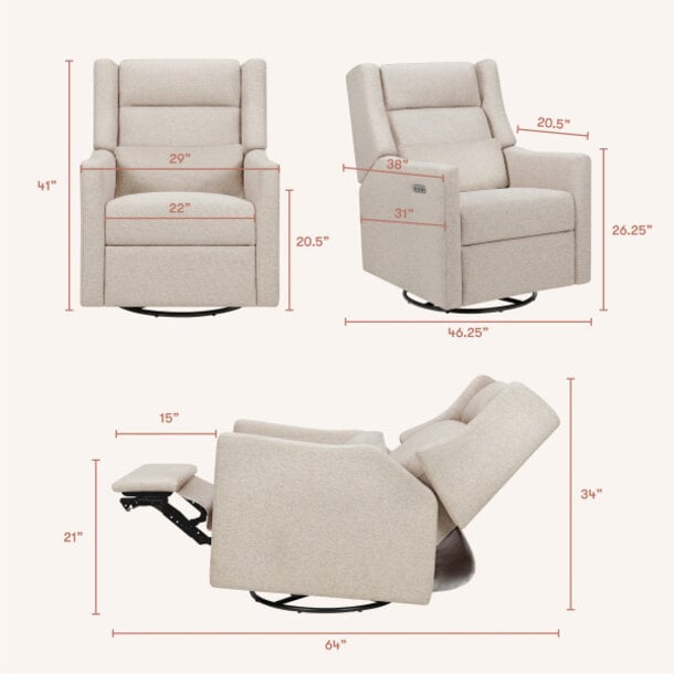 Million Dollar Baby MDB:Kiwi Plus Power Recliner & Swivel Glider w/ Power Adjustable Headrest and USB Port