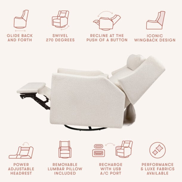 Million Dollar Baby MDB:Kiwi Plus Power Recliner & Swivel Glider w/ Power Adjustable Headrest and USB Port