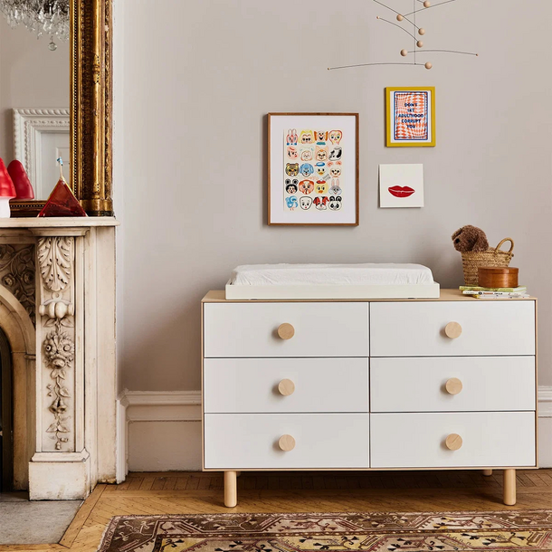 Oeuf OEUF: Dot 6 Drawer Dresser - Birch/White