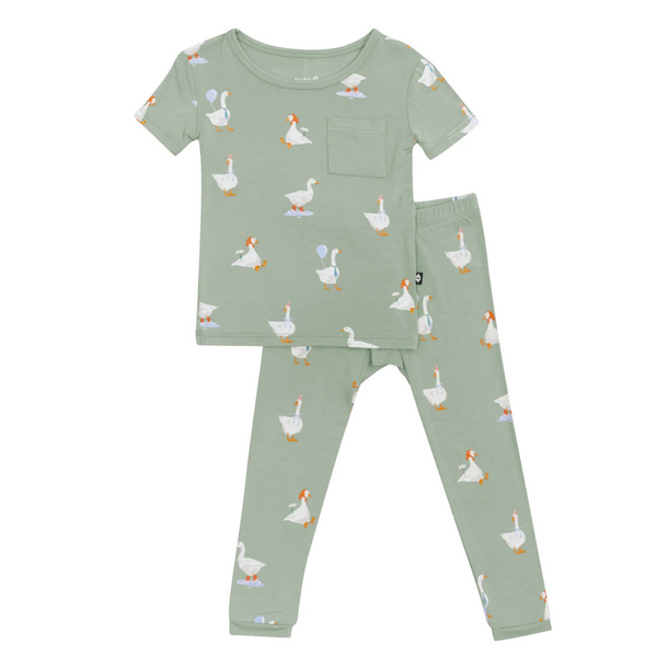 Kyte Clothing Kyte: Toddler Short-Sleeve w Pants PJ Set - Silly Goose