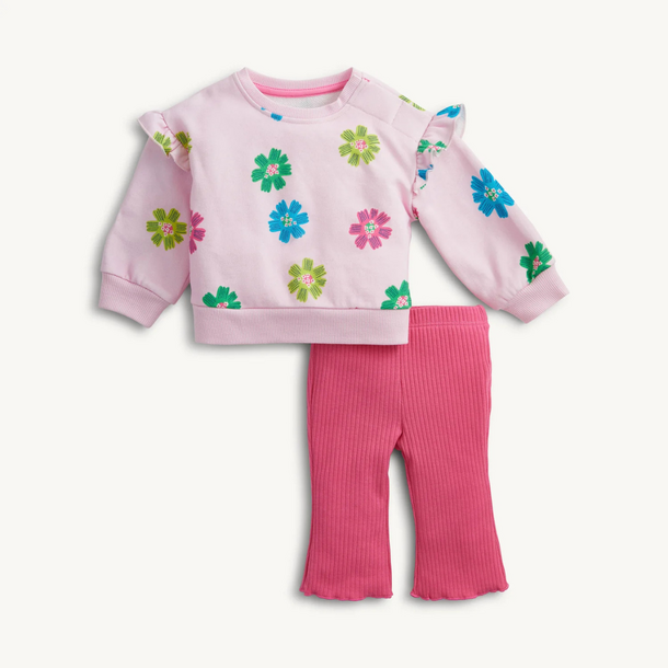 Magnificient Baby Magnetic Me: Sweater w/ Pants- Pink Floral