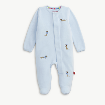 Magnificient Baby Magnetic Me: Footie - Embroidery Dogs Blue