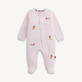 Magnificient Baby Magnetic Me: Footie - Embroidery Dogs Pink