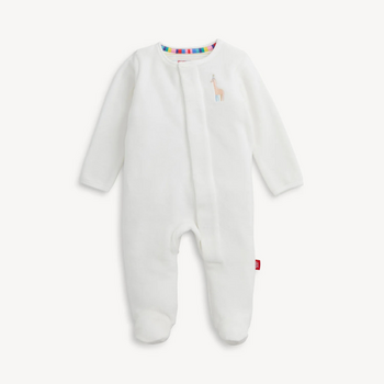 Magnificient Baby Magnetic Me: Footie - Embroidery Giraffe Cream