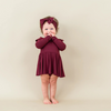 Kyte Clothing Kyte: Long Sleeve Twirl Bodysuit Dress - Burgundy