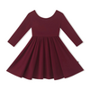 Kyte Clothing Kyte: Long Sleeve Twirl Dress (Toddler) - Burgundy