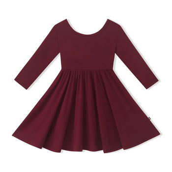 Kyte Clothing Kyte: Long Sleeve Twirl Dress (Toddler) - Burgundy
