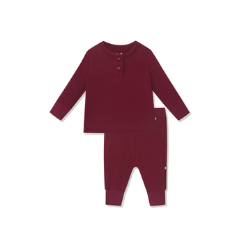 Kyte Clothing Kyte: Infant Ribbed Henley Set - Burgundy