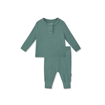 Kyte Clothing Kyte: Infant Ribbed Henley Set - Pine