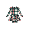 Kyte Clothing Kyte: Long Sleeve Twirl Bodysuit Dress - Holiday Plaid