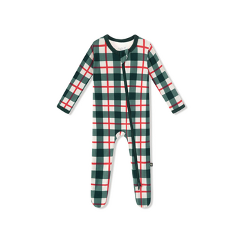 Kyte Clothing Kyte: Zippered Footie - Holiday Plaid