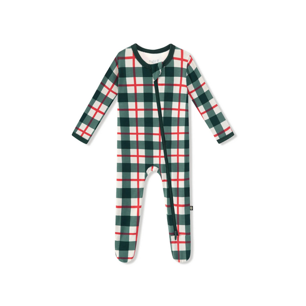 Kyte Clothing Kyte: Zippered Footie - Holiday Plaid