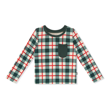 Kyte Clothing Kyte: Long Sleeve Toddler Crew Neck Tee - Holiday Plaid