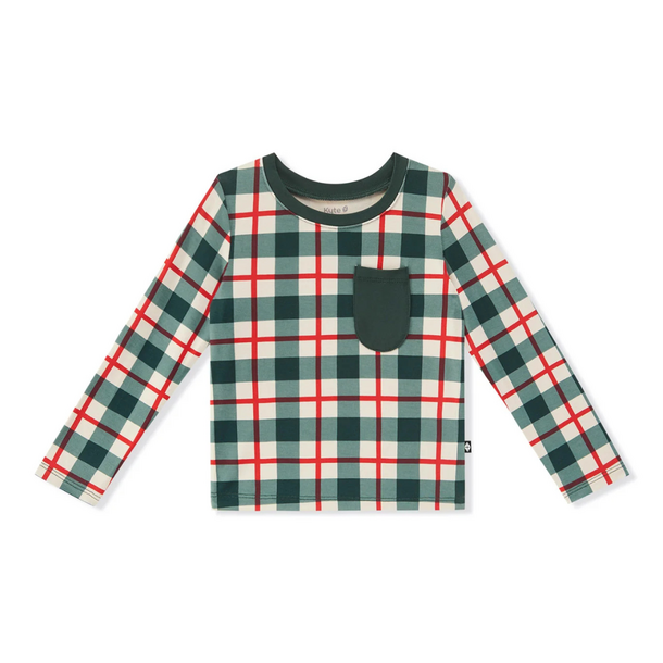 Kyte Clothing Kyte: Long Sleeve Toddler Crew Neck Tee - Holiday Plaid