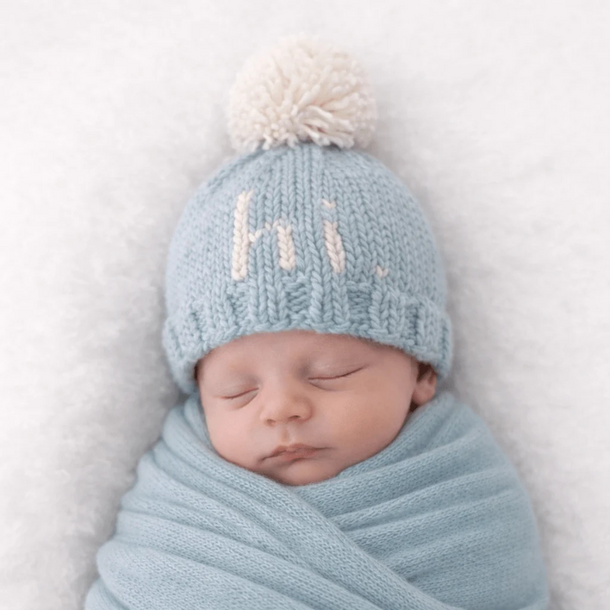 Huggalugs: Hi Surf Blue Knit Beanie -