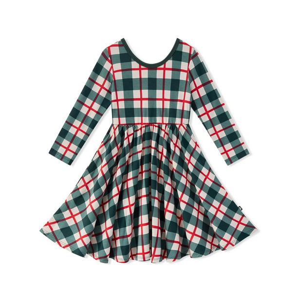 Kyte Clothing Kyte: Long Sleeve Twirl Dress - Holiday Plaid