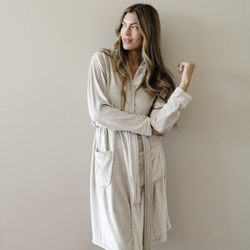 Saranoni Saranoni: Women's Minky Stretch Luxe Robe - Sandshell