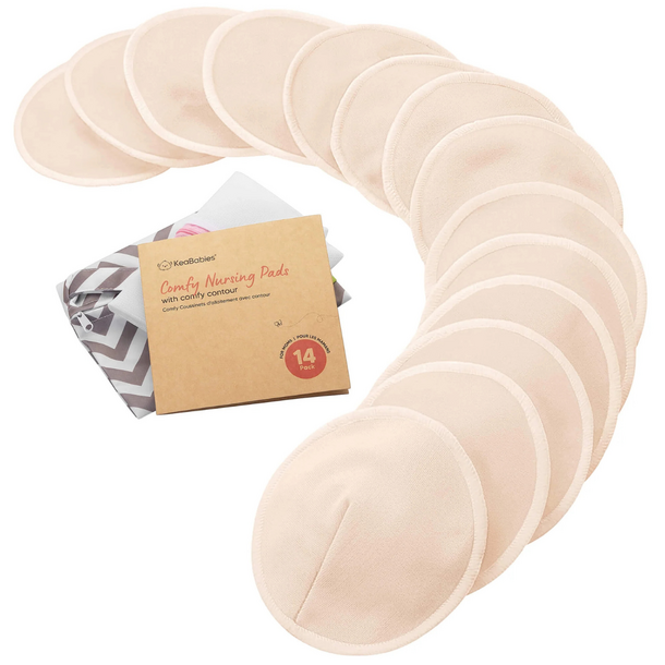 KeaBabies Keababies: Reusable Nursing Pads w/ Washing Bag - Beige