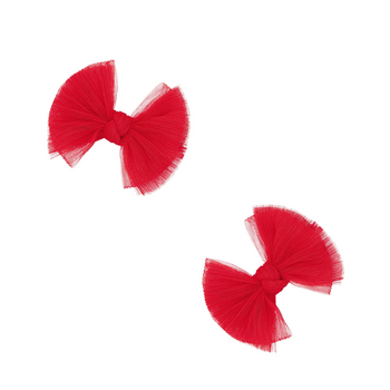 Baby Bling Bows Baby Bling Bows: 2 Pack Tulle Baby Fab Clips - Pleated Cherry