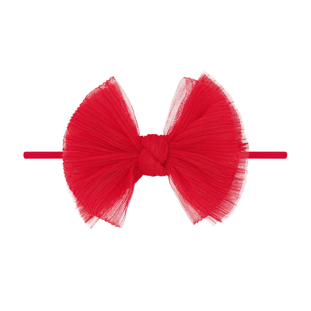 Baby Bling Bows Babybling Headband: Tulle Skinny Bow - Pleated Cherry