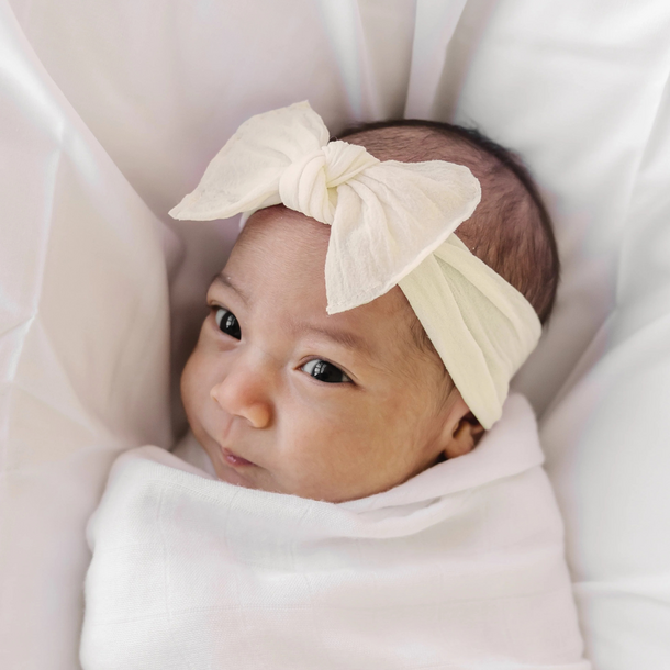 Baby Bling Bows Babybling Headband: Itty Bitty Knot - Ivory