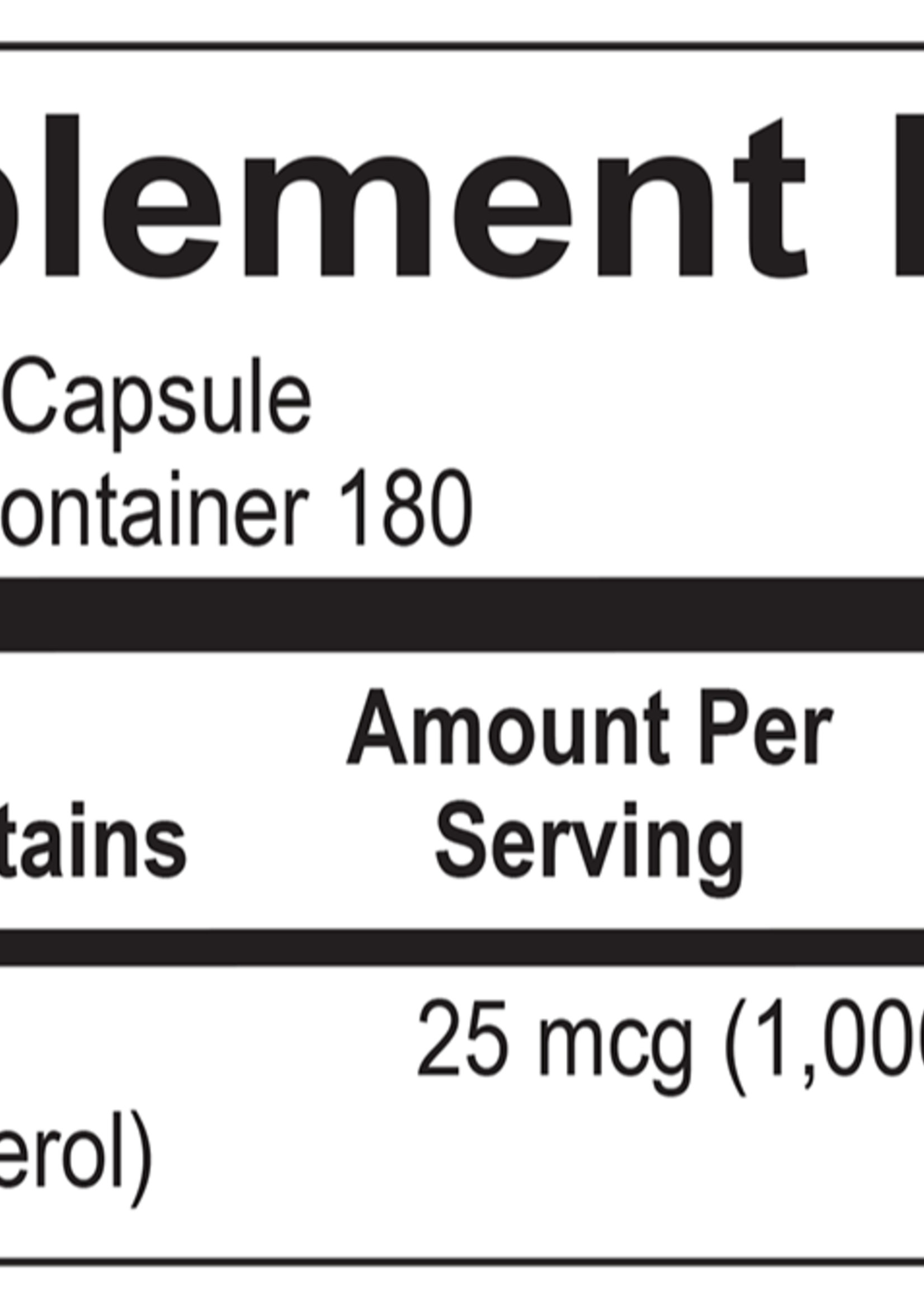 Ortho Molecular Products Vitamin D 1000 IU 180 Capsules