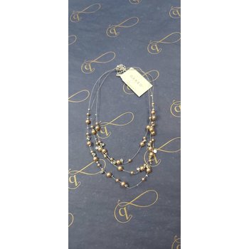 3-Row Rose Pearl Illusion Necklace