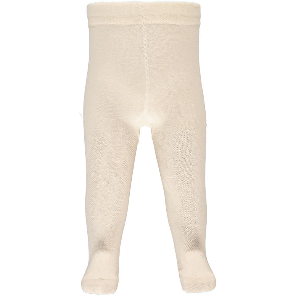 Cable Knit Cotton Baby Tights - Offwhite