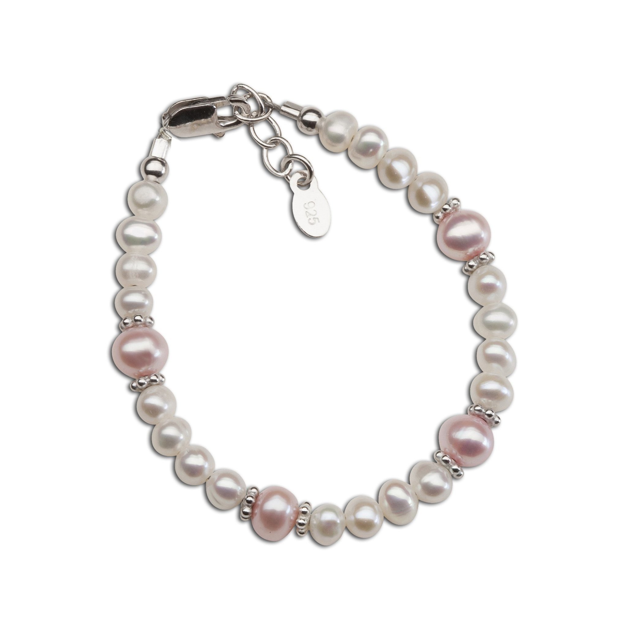 Addie Bracelet - Silver with Pink & White Freshwater Pearls